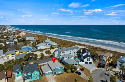 Vilano Beach House | Vilano Beachside Pool Arcade Theater Slide Firepit