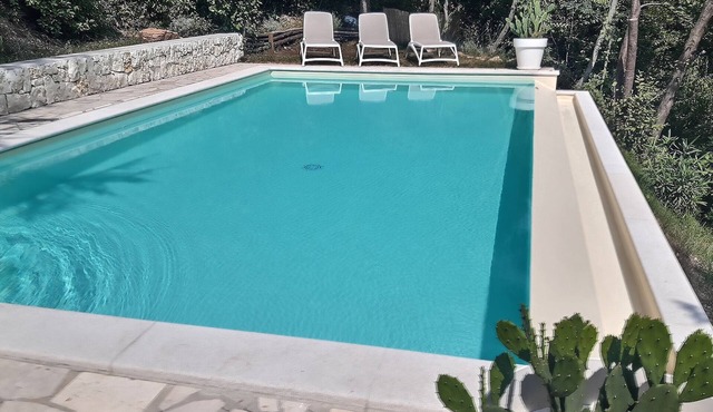 lakeview and modern saltwater pool in Pieve