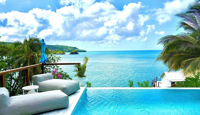 Waterfront Luxury Tented Experience with Saltwater Infinity Pool & Beach - 2 Bed in Vigie